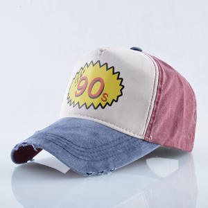 หมวก<span class=keywords><strong>เบส</strong></span>บอลผู้ชายมืออาชีพ,หมวกสีดำผ้ายีนส์วินเทจพิมพ์โลโก้ได้ตามต้องการหมวกทรักเกอร์5แผง - Product Image 3