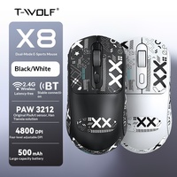 Souris sans fil T-WOLF Thunder Wolf X8 double mode, 4 boutons, design ergonomique, base antidérapante pour le commerce électronique et le bureau