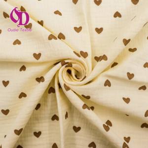 Pur coton délicat coeur imprimé teint en fil Seersucker tissu tissé <span class=keywords><strong>Double</strong></span> crêpe Textile pour bébé couverture rideau couverture pour garçons - Product Image 5