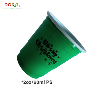 Giáng sinh theo chủ đề dùng một lần Ly Nhựa Tùy chỉnh màu đỏ bên ly 2oz với logo số lượng lớn chương trình khuyến mãi cho các sự kiện kỳ nghỉ PS chất liệu - Product Image 2