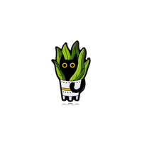 Badge personnalisé à épingler, motif 'The Wonderful Por Plant' avec des cactus et des chats noirs