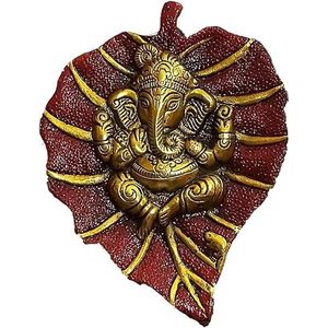 PARIJAT Handicrafts Red-Golden Metal Ganesha Wall Hanging Hand-carved Lord <b>Home</b> Decorative - Product Image 3