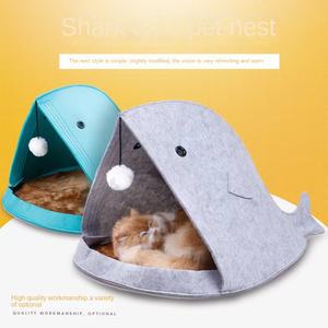Neue Ankunft Cartoon Kreative Katze Zwinger Ball Spielzeug Abnehmbare Faltbare Filz Hai Hunde bett 4 Saison Reise bett Haustiere Höhle Katzen bett - Product Image 2