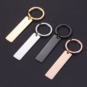 Mirror Polished Strip Bar Blank Keychain Stainless Steel Custom Name Tags <b>Key</b> Chain DIY Souvenir Gift Engrave Logo Car <b>Key</b> <b>Ring</b> - Product Image 1
