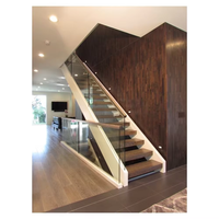 Escalier moderne de luxe 2026 à double poutre, marches en bois massif, escalier à double plaque pour villa