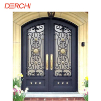Porte en fer forgé de style antique DERCHI, très vendue, pour entrée de villa, double porte en fer forgé