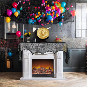 Halloween Party Vaisselle <span class=keywords><strong>D</strong></span>écorations 18x96 Pouces Toile <span class=keywords><strong>D</strong></span>'araignée Cheminée Manteau Écharpe Dentelle Noire Spiderweb <span class=keywords><strong>D</strong></span>écoration Fêtes - Product Image 1