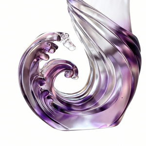 مزهرية كريستال ليولي على شكل موجة المحيط البنفسجية، ديكور فاخر لغرفة المعيشة يجلب الطاقة والثروة والإلهام - Product Image 2