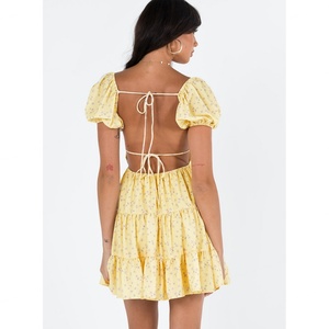Robe Courte Décontractée Florale Écologique et Respirante pour Femme, Taille Naturelle, Style Champêtre, OEM - Product Image 3