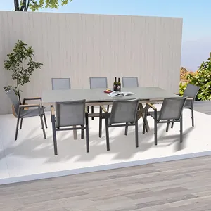 Extension pliante table à manger ensemble maison salle à manger mobilier d'extérieur hôtel table extensible villa jardin table à manger et chaise