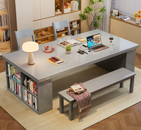 Bureau en bois massif avec étagère ouverte double face, table à manger en bois de frêne pour bureau à domicile