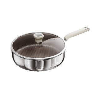 กระทะทอดสเตนเลสไทเทเนียมเคลือบผิวแบบรังผึ้ง ขนาด 30 ซม. สำหรับทำอาหารในครัวเรือน กระทะสเต็ก - Product Image 1