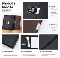 Carnet de luxe business smart avec banque d'alimentation et clé usb, carnet intelligent, ensemble cadeau OEM avec jeu de stylos