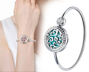 Fashion Aromatherapy Women Bracelet Butterfly Life of Tree Wholesale OEM Essential Oil Perfume Diffuser <b>Bangle</b> - Product Image 4