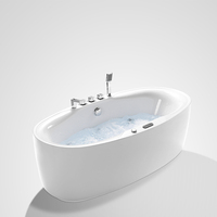 KMRY Bain ovale autoportant personnalisé en forme de lune de 2.1m en acrylique blanc Design de maison moderne pour le trempage dans la salle de bain