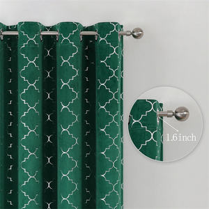 Tende di natale in velluto <span class=keywords><strong>verde</strong></span> camera oscurante luce del <span class=keywords><strong>sole</strong></span> tende bloccanti modello marocchino stampa metallica tende oscuranti - Product Image 2
