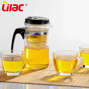 Lilas BSCI SGS LFGB 500ml brassage théière orientale personnalisée couvercle transparent verre peu coûteux petite théière avec bouton