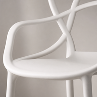 Fauteuil de salle à manger contemporain en plastique blanc, chaise de loisirs en PP moulé avec dossier entrelacé pour maison, cuisine, villa