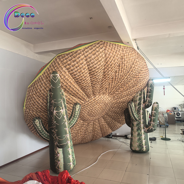 Four Meter High Inflatable Cartoon Cactus Grass Hat for Advertising Inflatables