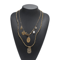 Collier multicouche rétro YEHHY avec pendentif cœur en perle rose, chaîne de clavicule de luxe, accessoire élégant