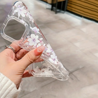 Belle fleur espace d'impression Transparent TPU housse de téléphone portable pour Iphone 7 8 X Xr Xs 11 12 13 14 15 16 17 Pro Max Plus