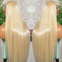 Perruque Lace Frontale HD sans colle 13x6 de 40 pouces, cheveux humains vierges bruts 613, couleur blonde, origine Inde et Cambodge, pour femmes