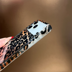 Funda transparente brillante con estampado de leopardo IMD dual para iPhone 17 16 15 14 Pro Max, cubierta trasera completa - Product Image 3