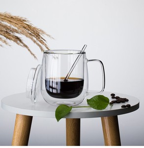 <strong>Large</strong> Capacity Transparent Double Wall Highball Glass <strong>Cup</strong> With Handle - Product Image 3