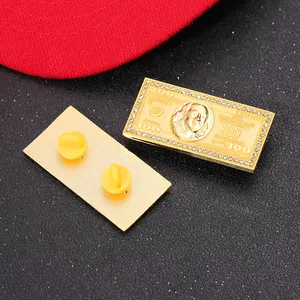 شارة على شكل دولار أمريكي وشعار قبعة جولف ذهبي وشعار بمشبك معدني عالي الجودة هدايا للأعمال بسعر الجملة قابل للتخصيص