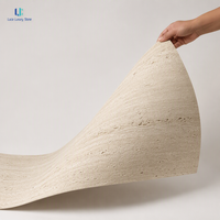 Luca Flexible Stone Aspect Travertin |   Carrelage souple en pierre MCM 1200x3000mm, panneau mural léger, intérieur/extérieur, sur mesure