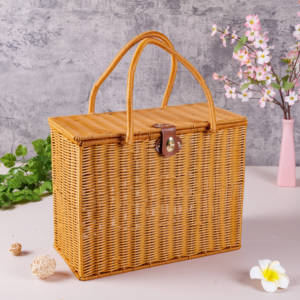 High quality oversized picnic woven plastic basket with handle