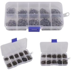Fisherbon Fisherman's Bund Fishing <b>Hooks</b> Set 500 Pieces <b>Black</b> And Gold High Carbon Steel With Rings And Swivels Various Sizes - Product Image 4