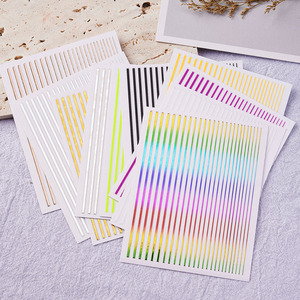 Autocollant pour ongles à rayures, décalcomanie fine, ligne artistique, 12 couleurs, auto-adhésif, argent, or, blanc, <span class=keywords><strong>noir</strong></span>, fluorescent - Product Image 4