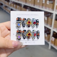 Nouvelle Mode Ongles de Canard en Strass de Luxe Style Français Ongles Artificiels de Luxe Conçus sur Mesure