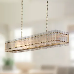 Modern Industrial Style Rivet Crystal Piece Chandelier Lighting Fixture For Living Room Kitchen Island Dining Room Foyer Lobby