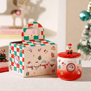 Mug de Noël créatif en céramique avec dessin animé, ensemble cadeau et souvenir de Noël - Product Image 2