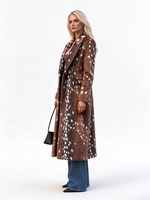 Manteau long élégant Zeyu à imprimé cerf hivernal, avec revers, luxueux, chaud, longueur intégrale, en fausse fourrure écologique pour femme, ODM / OEM