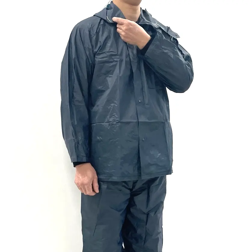 0.15 mm thickness raincoat seamless PVC film weldable rain wear blue color rain suit for man women