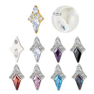 Boucles d'oreilles clous pour enfants Clover Premium en titane plaqué <span class=keywords><strong>or</strong></span> 18 carats G23 avec zircon coloré et cristal, pour <span class=keywords><strong>piercing</strong></span> conque d'oreille - Product Image 1