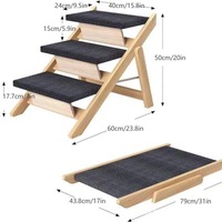 Escalier pour animaux de compagnie 2-en-1 convertible antidérapant en tapis et bois massif, pliable, pour canapé et lit surélevé - Vente en gros