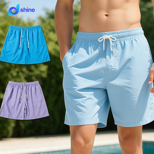 Shorts de plage d'été pour hommes, taille élastique, style décontracté, imperméables, respirants, séchage rapide, 100% nylon, motif cargo, avec cordon - Product Image 1