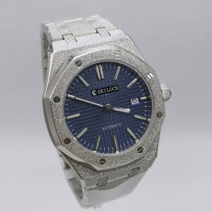 Nouvelle montre-bracelet mécanique de luxe en acier inoxydable, design tendance, cadran bleu, style business pour homme - Product Image 6