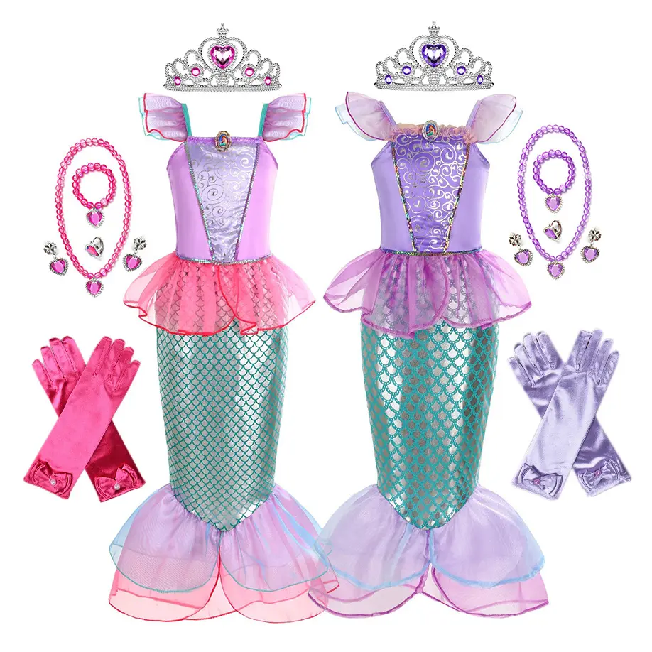 Meisjes Kleine Zeemeermin Ariel Charme Prinses Jurken Carnaval Feest Kinderen Halloween Verkleedkleding