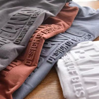 T-shirt en coton de qualité supérieure, logo personnalisé en relief OEM, impression 3D en relief, t-shirt graphique uni surdimensionné, poids lourd, pour hommes