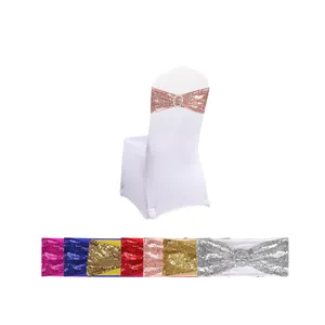Wedding Party Supplies decoration black red satin sashes bow bands Polyester spandex sequin chair sashes bling chair sash