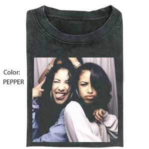 T-shirt graphique vintage années 90 OEM ODM, <span class=keywords><strong>Aaliyah</strong></span> Selena, style rétro hip hop RB, unisexe, streetwear, cadeau pour les amateurs de musique - Product Image 1
