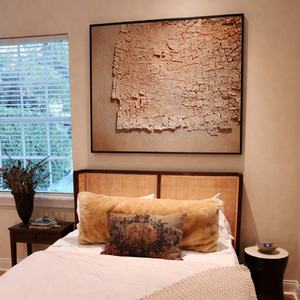 Art mural abstrait texturé Wabi Sabi, peinture à l'huile sur toile 3D encadrée pour la décoration murale de l'intérieur commercial du hall d'hôtel - Product Image 6