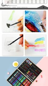 Popular Juego de Dibujo de Madera de 220 Piezas para Niños, Pintura Artística, Acuarelas, Crayones, Pasteles al Óleo, Regalo para Niños Pequeños - Product Image 5