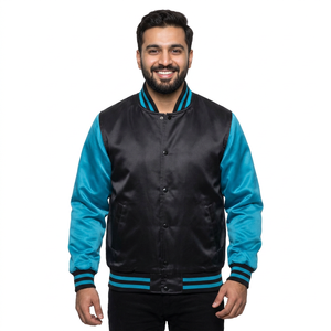 Venta caliente de encargo del logotipo del color de los hombres de seda de satén Varsity Jacket para los hombres de moda al por mayor CollegeBaseballjacket para los hombres - Product Image 1