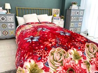 Vente en gros de couverture d'hiver en flanelle de luxe en polyester avec impression florale pour lit double